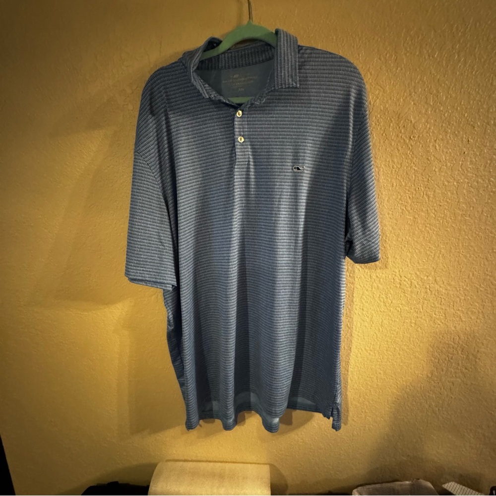 Vineyard vines Men's Blue Striped Polo Shirt